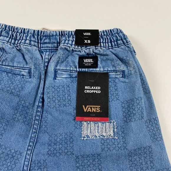 NWT Vans Jeans Womens XS Mended Check Relaxed Cropped Denim Range Elastic Cotton - Picture 6 of 12